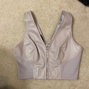 bebe | Faux Leather Zip Crop Top